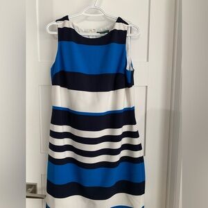 Ralph Lauren Bold Royal Blue, Navy Blue White Striped Mini Dress
